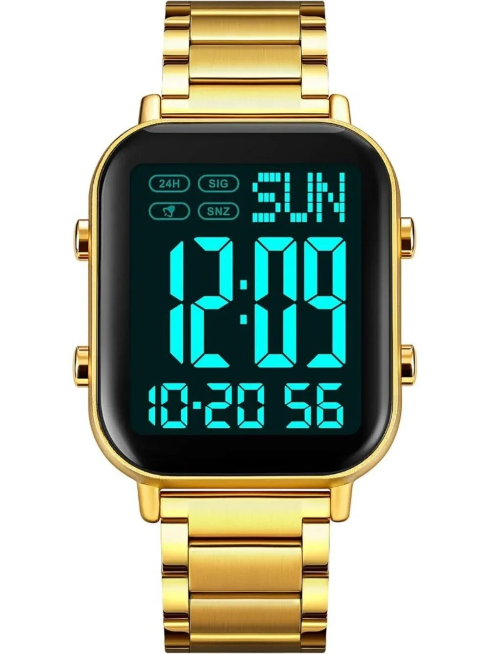 Unisex Gold And Black Analog Stainless Steel Waterproof Electronic Digital Watch